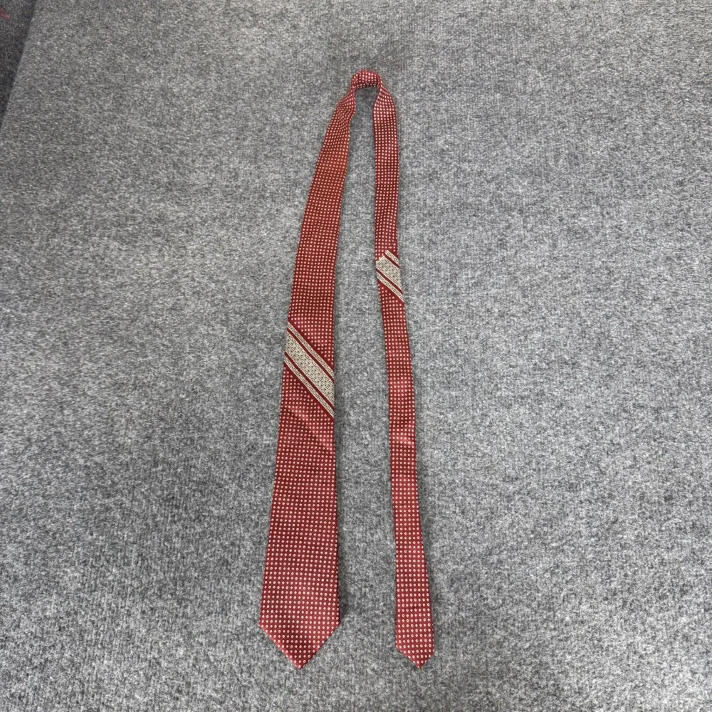 Yves Saint Laurent Silk Tie Burgundy Red Geometric Medallion Saks Fifth Avenue